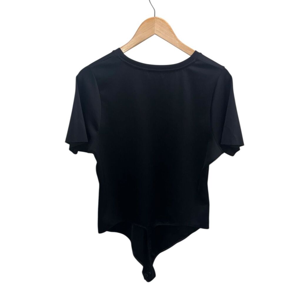 Good American Black Short Sleeve Bodysuit Size 5 Stretch Snap Bottom Minimalist - Picture 2 of 5